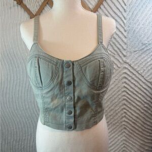 Forever 21 Denim Button-Front Cropped Bustier Tank